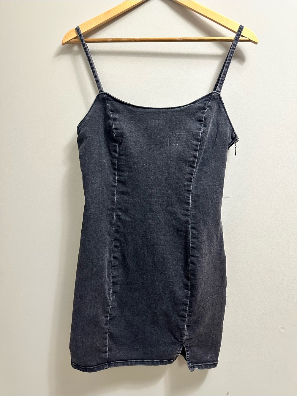 H&M Black Denim Slip Dress with Thin Straps